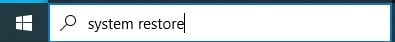 Search For System Restore Windows Menu