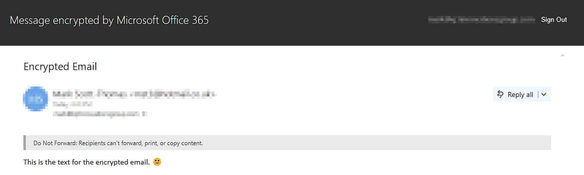 Encrypted email Content displayed