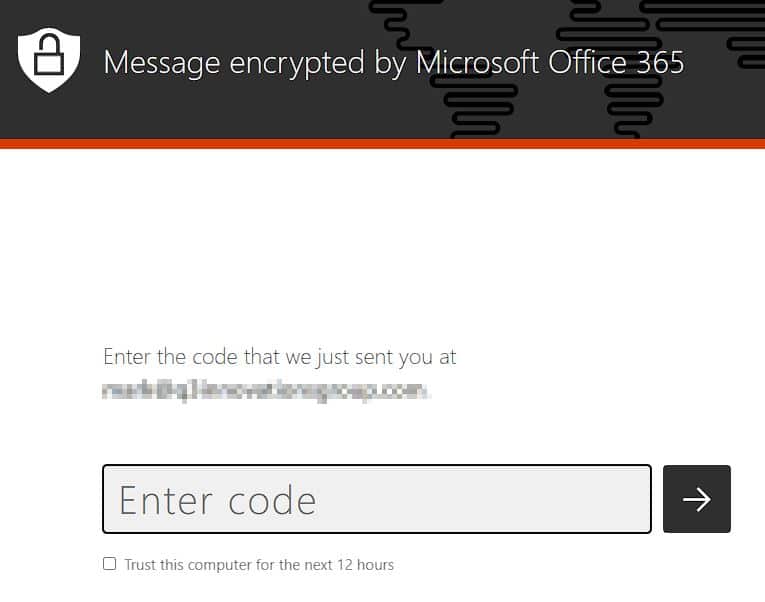 Encrypted email Passcode notification