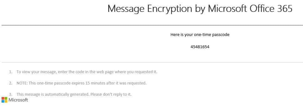 Encrypted email Passcode