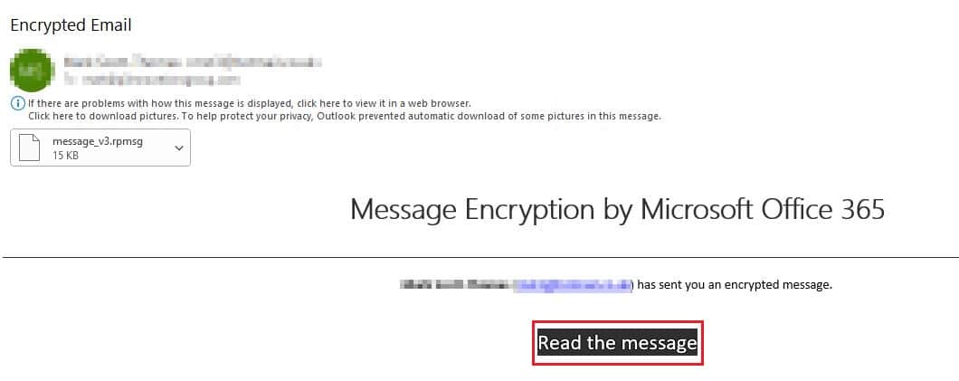 Encrypted email notification