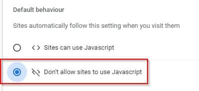 Disable Javascript